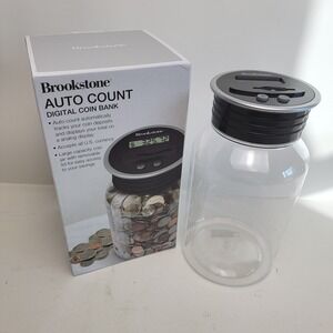 Brookstone Auto Count Digital Coin Bank Large Capacity Clear Jar SMBKN-70345